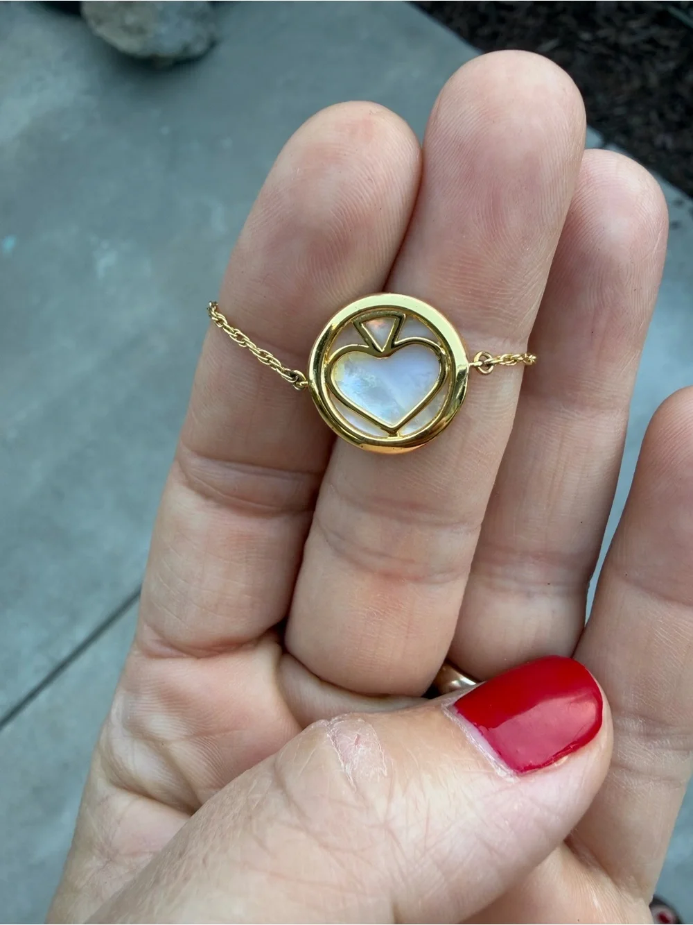 kate spade Gold tone Heart Pendant Bracelet with Mother-of-Pearl - Picture 6 of 7